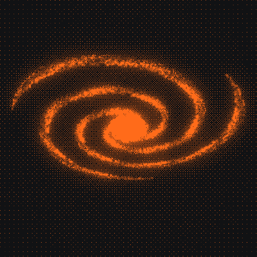 Particle spiral galaxy