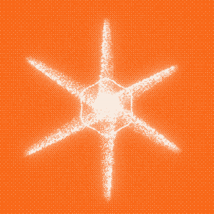 Particle asterisk, dithered