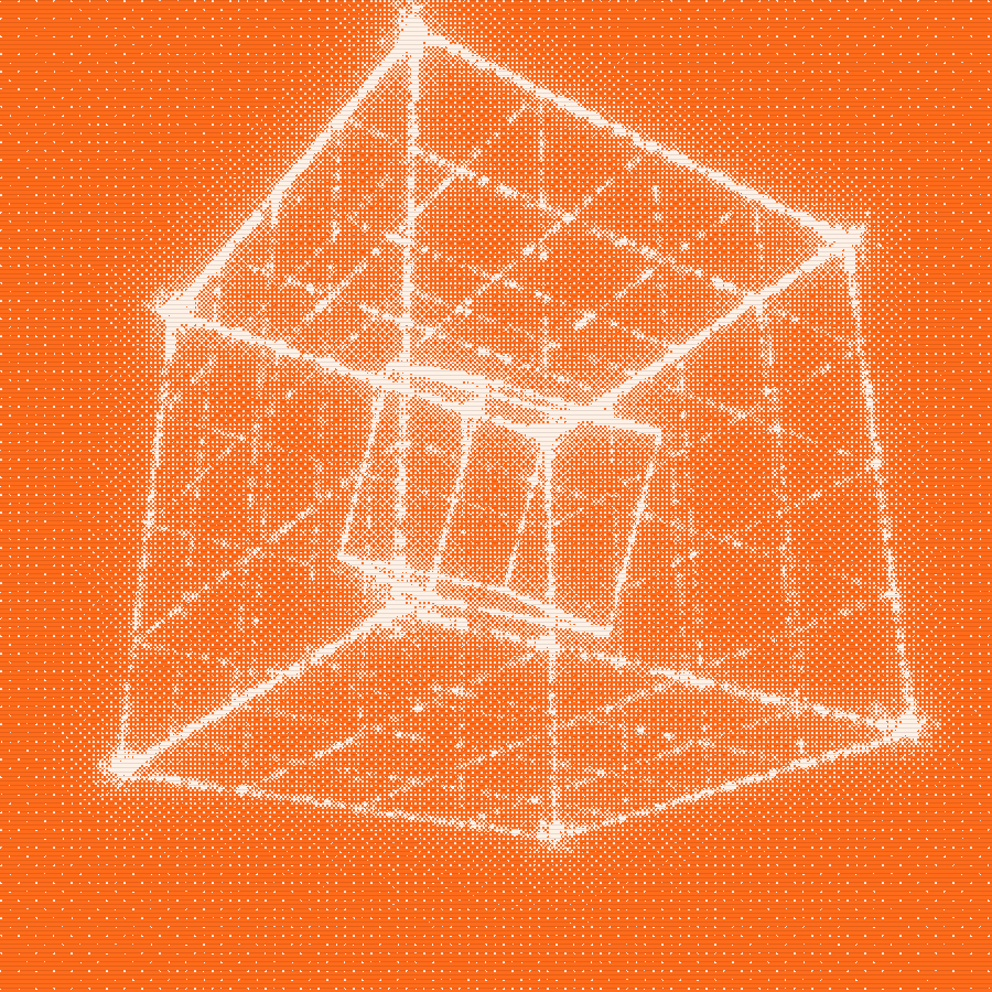 Particle cube prototype, dithered