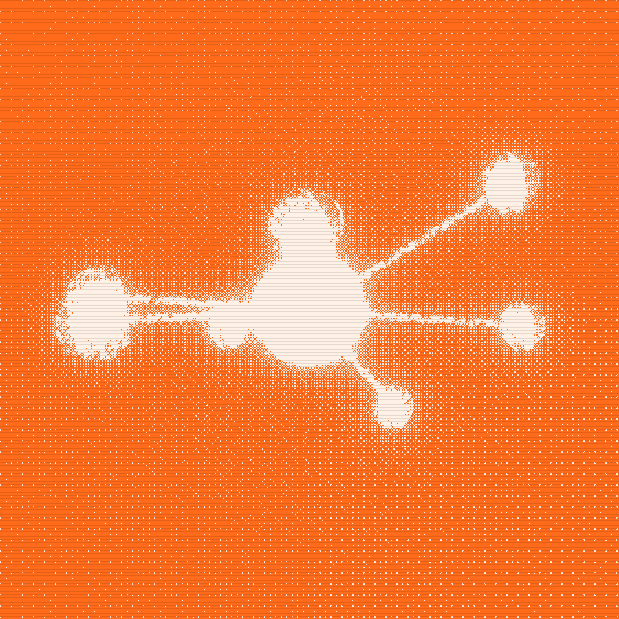 One studio core feeding a ring of companies, dithered